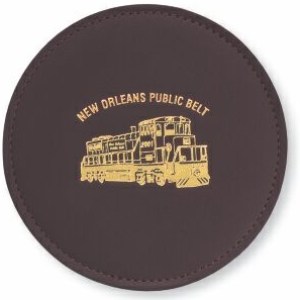 Top Grain Leather Round Coaster w/ Stitching & Vinyl Base (Domestic) 1 Top Grain Leather Round Coaster w/ Stitching & Vinyl Base (Domestic) 1
