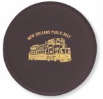 Top Grain Leather Round Coaster w/ Stitching & Vinyl Base (Domestic) 1 Top Grain Leather Round Coaster w/ Stitching & Vinyl Base (Domestic) 1