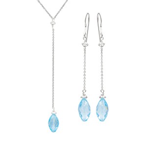 Antwerp Silver Blue Topaz Briolette Earrings and Necklace Set 1 Antwerp Silver Blue Topaz Briolette Earrings and Necklace Set 1