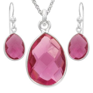 Antwerp Silver Sterling Silver Pink Quartz Earrings and Necklace Set 1 Antwerp Silver Sterling Silver Pink Quartz Earrings and Necklace Set 1