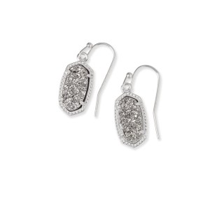 Kendra Scott Lee Silver Drop Earrings in Platinum Drusy 1 Kendra Scott Lee Silver Drop Earrings in Platinum Drusy 1