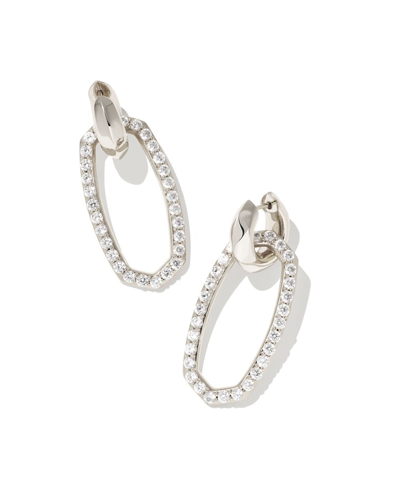 Kendra Scott Danielle Silver Convertible Link Earrings in White Crystal 1 Kendra Scott Danielle Silver Convertible Link Earrings in White Crystal 1