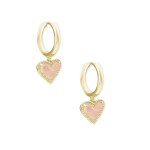 Kendra Scott Ari Heart Gold Huggie Earrings in Rose Quartz 1 Kendra Scott Ari Heart Gold Huggie Earrings in Rose Quartz 1