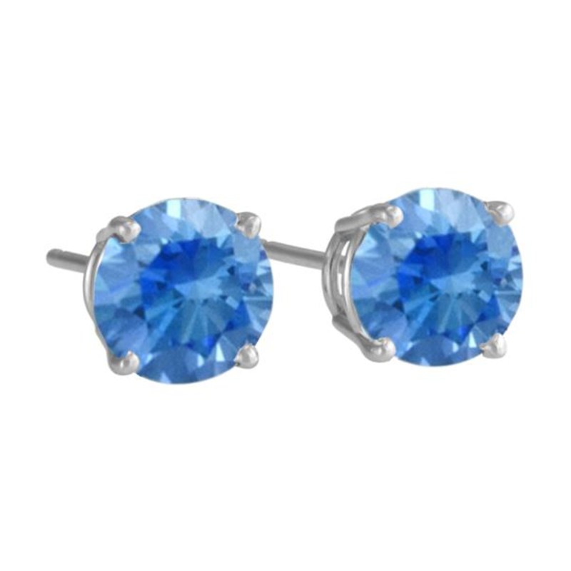 Antwerp Silver Sterling Silver Cubic Zirconia Blue Royal Stud Earrings (2 CTTW) 1 Antwerp Silver Sterling Silver Cubic Zirconia Blue Royal Stud Earrings (2 CTTW) 1
