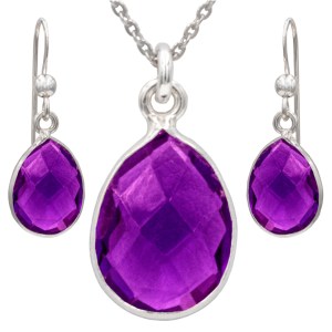Antwerp Silver Sterling Silver Amethyst Earrings and Necklace Set 1 Antwerp Silver Sterling Silver Amethyst Earrings and Necklace Set 1