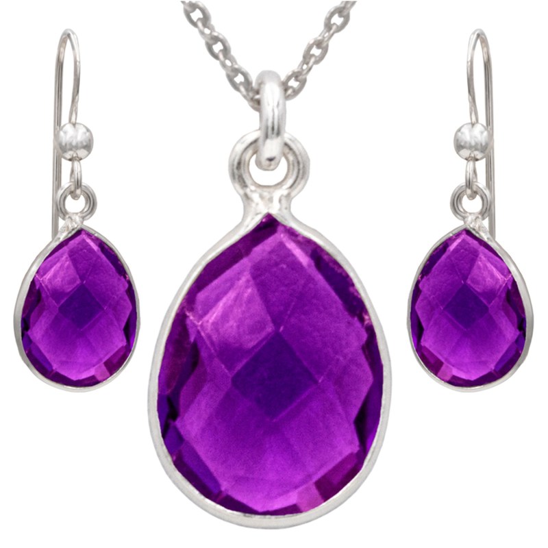 Antwerp Silver Sterling Silver Amethyst Earrings and Necklace Set 1 Antwerp Silver Sterling Silver Amethyst Earrings and Necklace Set 1
