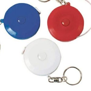Round Retractable Tape Measure with Key Chain (White/Blue/Red) 1 Round Retractable Tape Measure with Key Chain (White/Blue/Red) 1