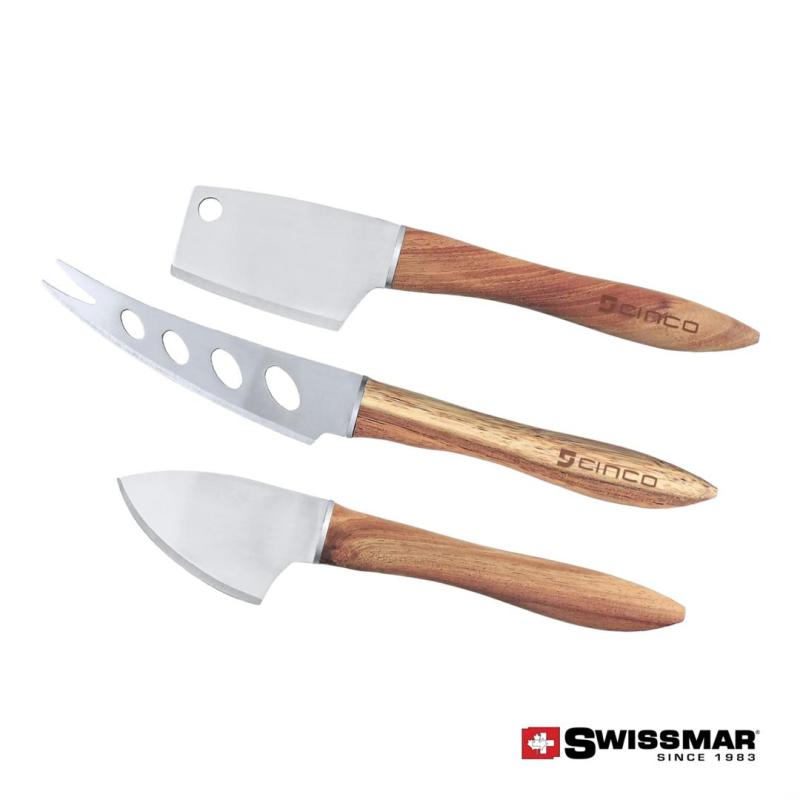 Swissmar® Acacia Handle Cheese Knife Set - 3pc 1 Swissmar® Acacia Handle Cheese Knife Set - 3pc 1