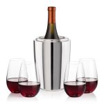 Pescara Wine Cooler & Boston Stemless Wine Set - Set of 5 (Blank) Pescara Wine Cooler & Boston Stemless Wine Set - Set of 5 (Blank)
