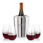 Pescara Wine Cooler & Boston Stemless Wine Set - Set of 5 Pescara Wine Cooler & Boston Stemless Wine Set - Set of 5