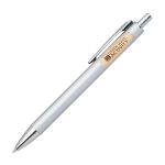 Sylvia Clicker Pen w/Bamboo Accent - Silver Sylvia Clicker Pen w/Bamboo Accent - Silver
