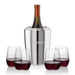 Pescara Wine Cooler & Germain Stemless Wine Set - Set of 5 Pescara Wine Cooler & Germain Stemless Wine Set - Set of 5