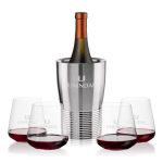 Genoa Wine Cooler & Breckland Stemless Wine Set - Set of 5 Genoa Wine Cooler & Breckland Stemless Wine Set - Set of 5