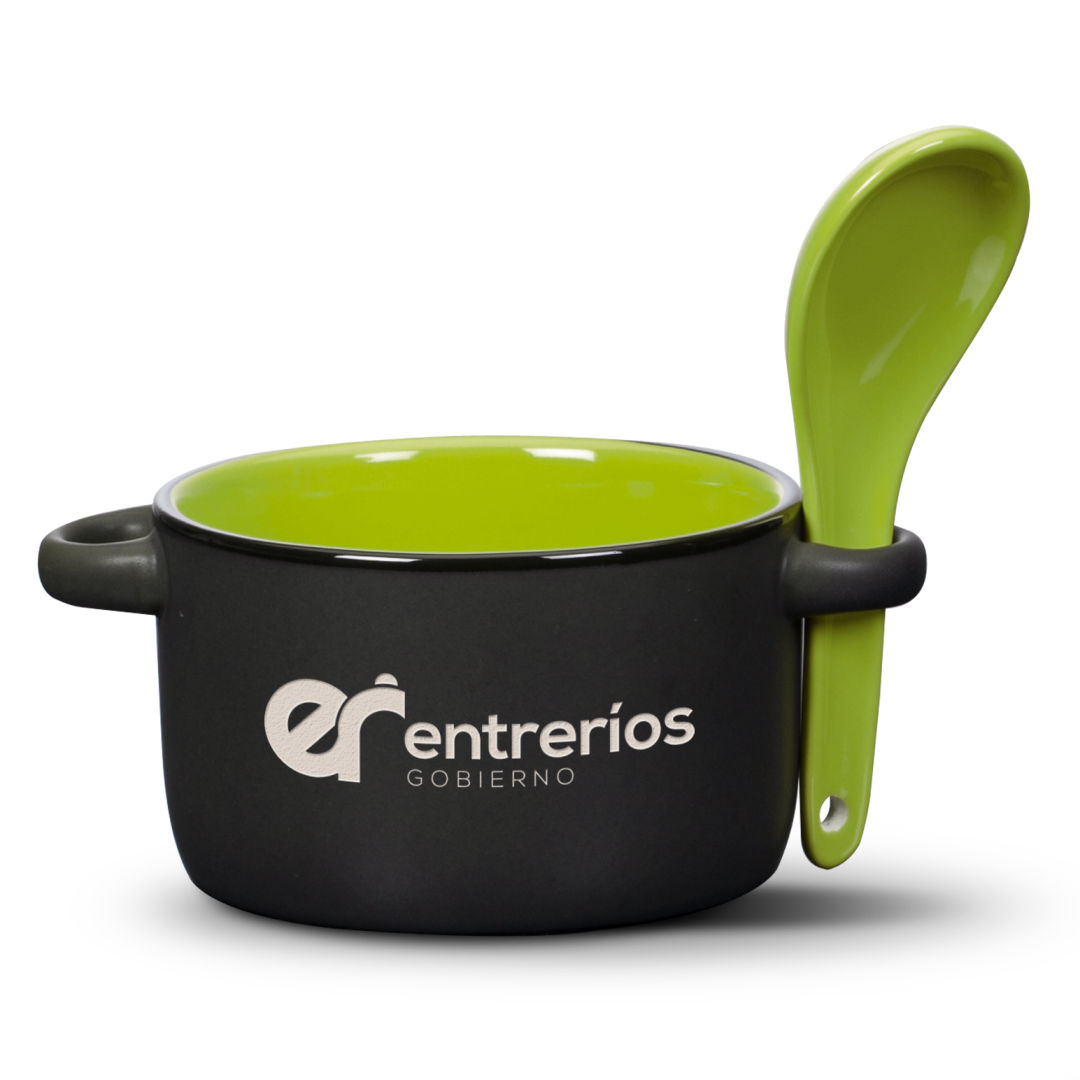 Merritt Soup Mug & Spoon - 12oz - Deep Etch 1