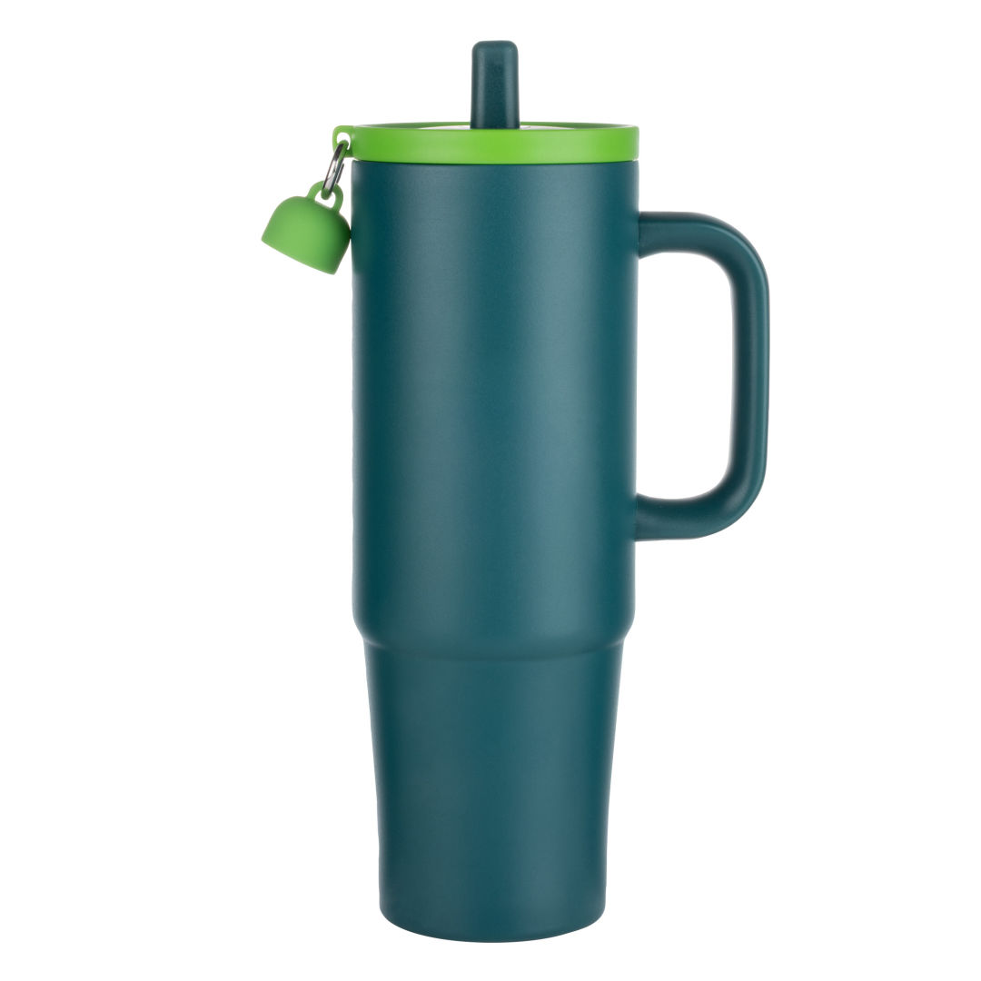 Kentia SS Tumbler w/Silicone Straw & Charm Holder - 30oz 1