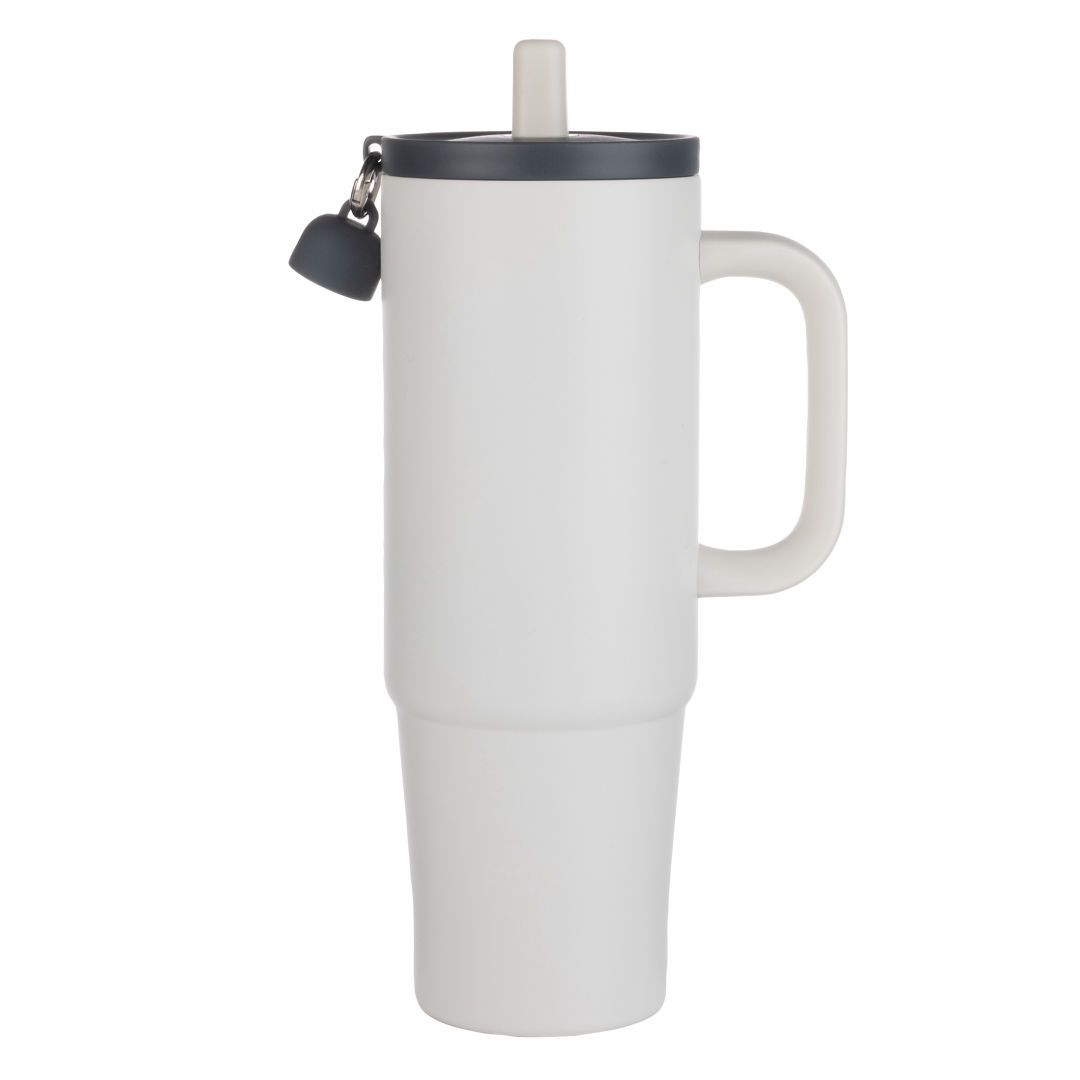 Kentia SS Tumbler w/Silicone Straw & Charm Holder - 30oz 1