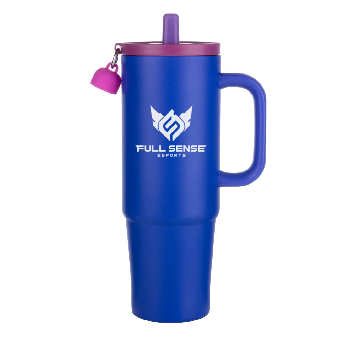 Kentia SS Tumbler w/Silicone Straw & Charm Holder - 30oz 1