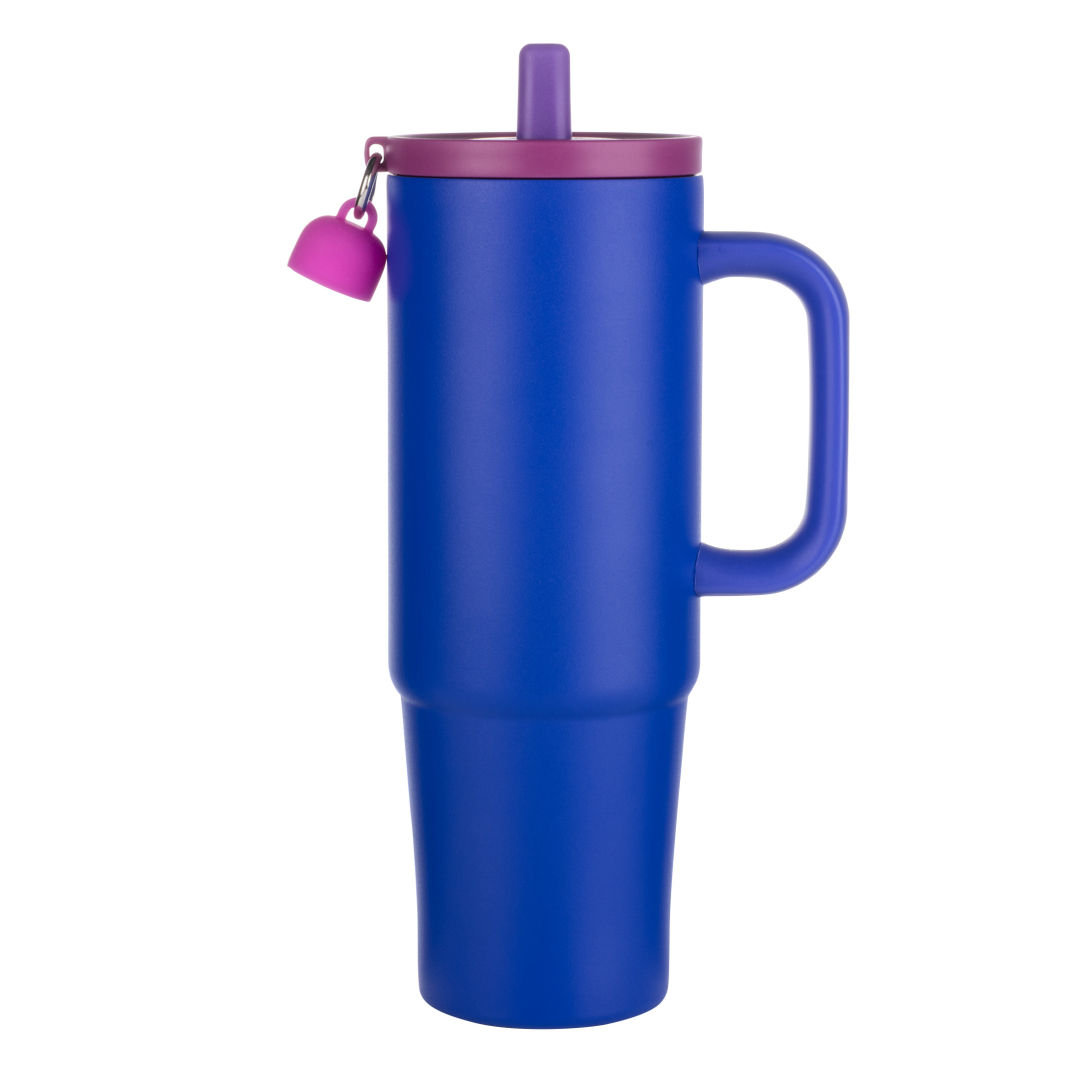 Kentia SS Tumbler w/Silicone Straw & Charm Holder - 30oz 1