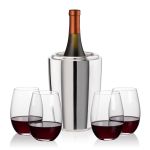 Pescara Wine Cooler & Laurent Stemless Wine Set - Set of 5 (Blank) Pescara Wine Cooler & Laurent Stemless Wine Set - Set of 5 (Blank)