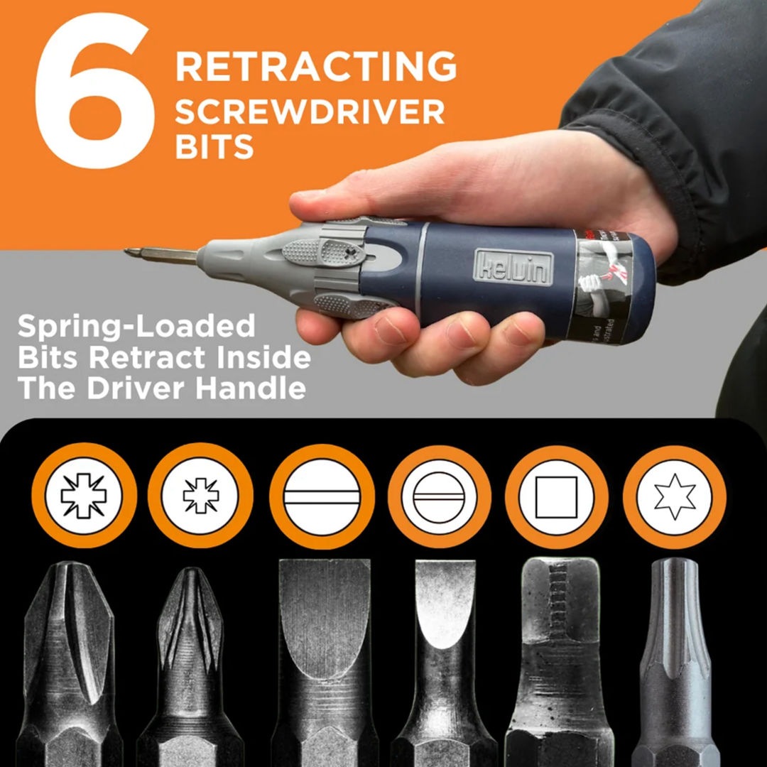 Kelvin Retractor Auto Advance Spring-Loaded Multi-Tip Screwdriver 1