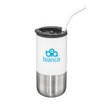 Bondi Double Wall Tumbler w/ Straw -18oz - White Bondi Double Wall Tumbler w/ Straw -18oz - White