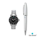 Euro Design® Velten Watch/Pen Set - Silver (Blank) Euro Design® Velten Watch/Pen Set - Silver (Blank)