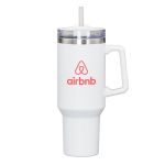 Makena Handle Travel Mug w/Straw - 40oz - White Makena Handle Travel Mug w/Straw - 40oz - White