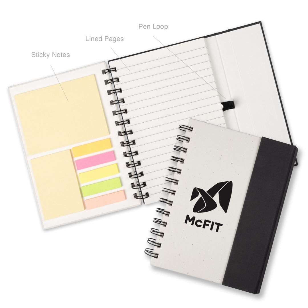 Wormer Spiral Bound Journal w/Sticky Notes & Magnetic Closure 1