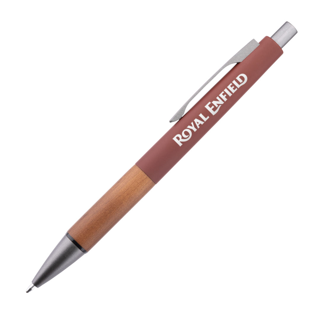 Hertel Rubberized Clicker Ballpoint Pen w/Wood Grip 1
