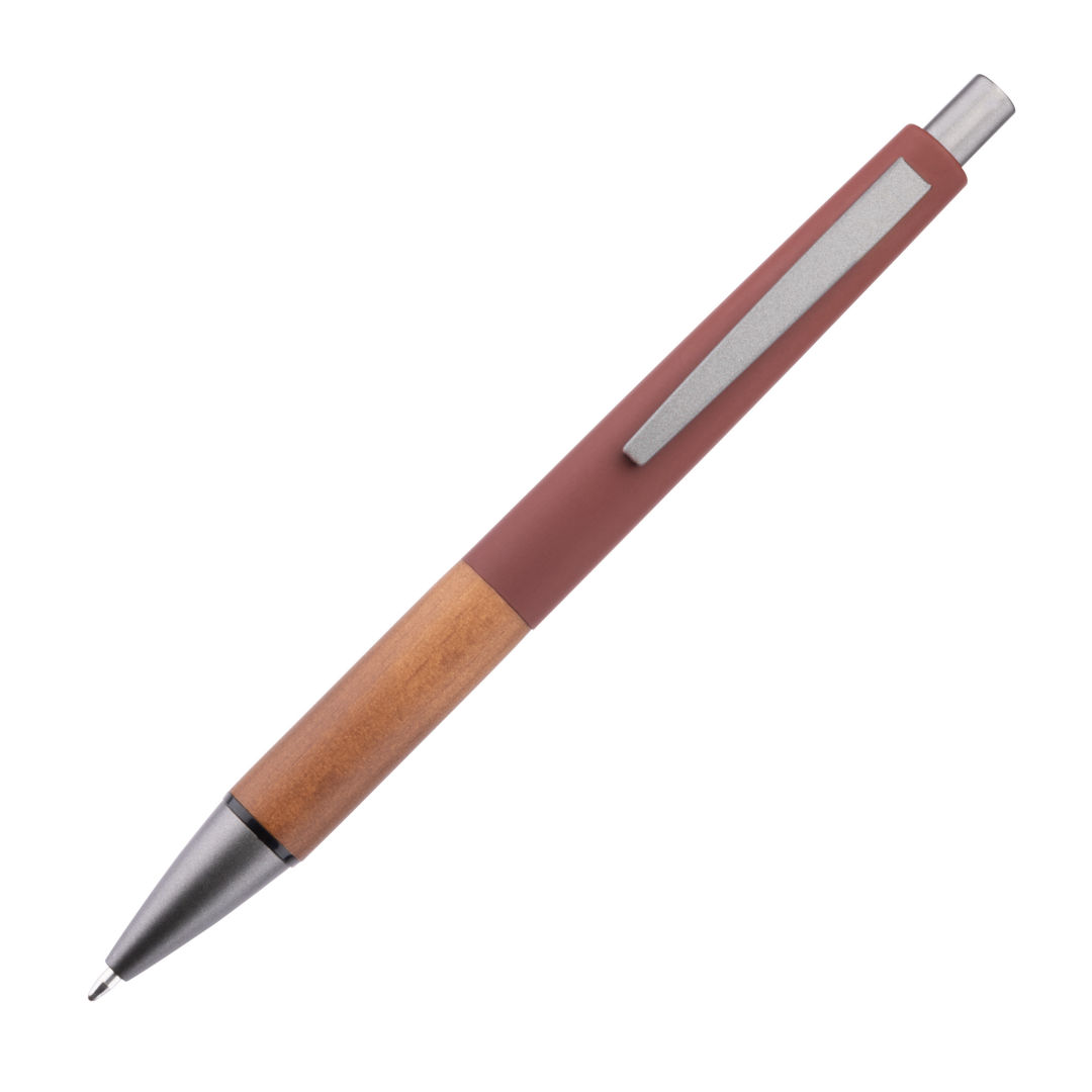 Hertel Rubberized Clicker Ballpoint Pen w/Wood Grip 1