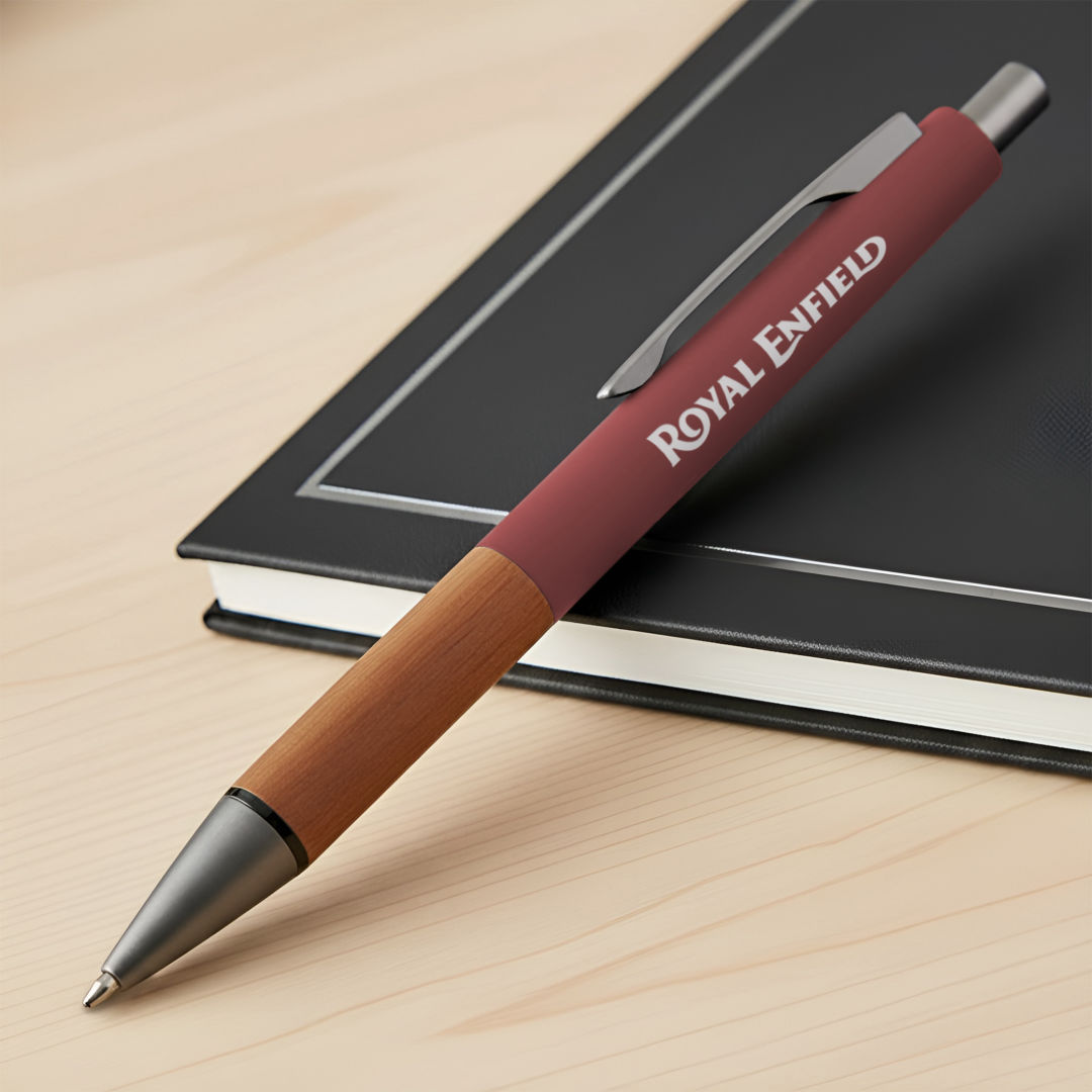 Hertel Rubberized Clicker Ballpoint Pen w/Wood Grip 1
