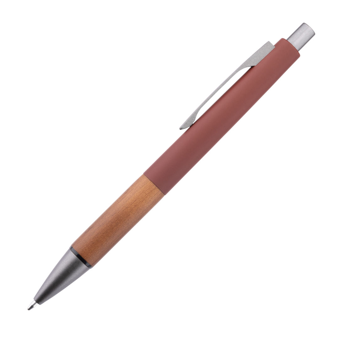 Hertel Rubberized Clicker Ballpoint Pen w/Wood Grip 1
