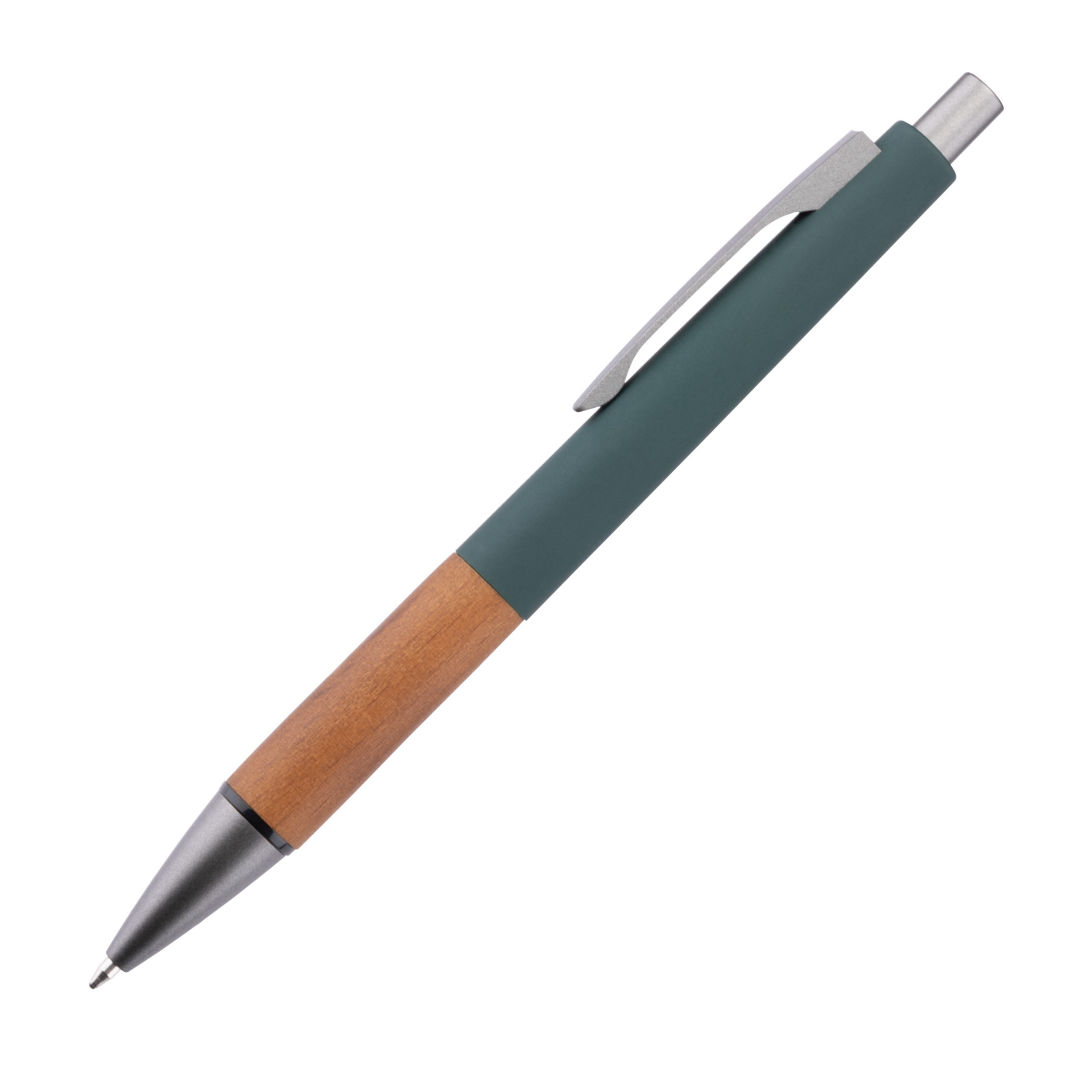 Hertel Rubberized Clicker Ballpoint Pen w/Wood Grip 1