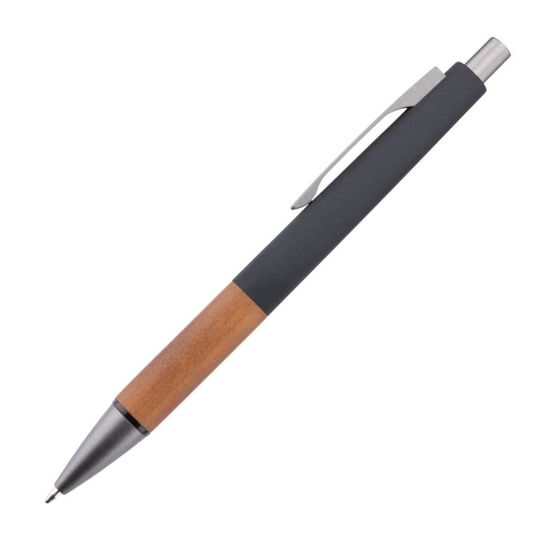 Hertel Rubberized Clicker Ballpoint Pen w/Wood Grip 1