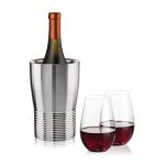 Genoa Wine Cooler & Boston Stemless Wine Set - Set of 3 (Blank) Genoa Wine Cooler & Boston Stemless Wine Set - Set of 3 (Blank)