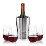 Genoa Wine Cooler & Boston Stemless Wine Set - Set of 5 (Blank) Genoa Wine Cooler & Boston Stemless Wine Set - Set of 5 (Blank)