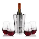 Genoa Wine Cooler & Boston Stemless Wine Set - Set of 5 Genoa Wine Cooler & Boston Stemless Wine Set - Set of 5