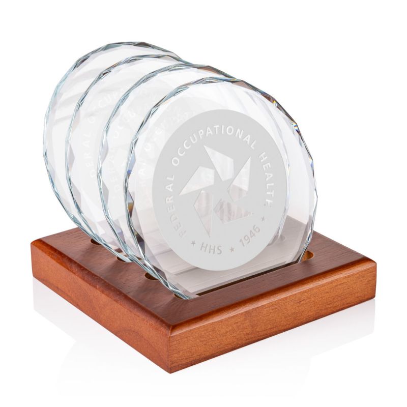 Porterfield Coasters - Set of 4 on Walnut Base 1 Porterfield Coasters - Set of 4 on Walnut Base 1