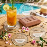 Midland Coasters - Set of 4 on Walnut Base - Group (Glamour) Midland Coasters - Set of 4 on Walnut Base - Group (Glamour)