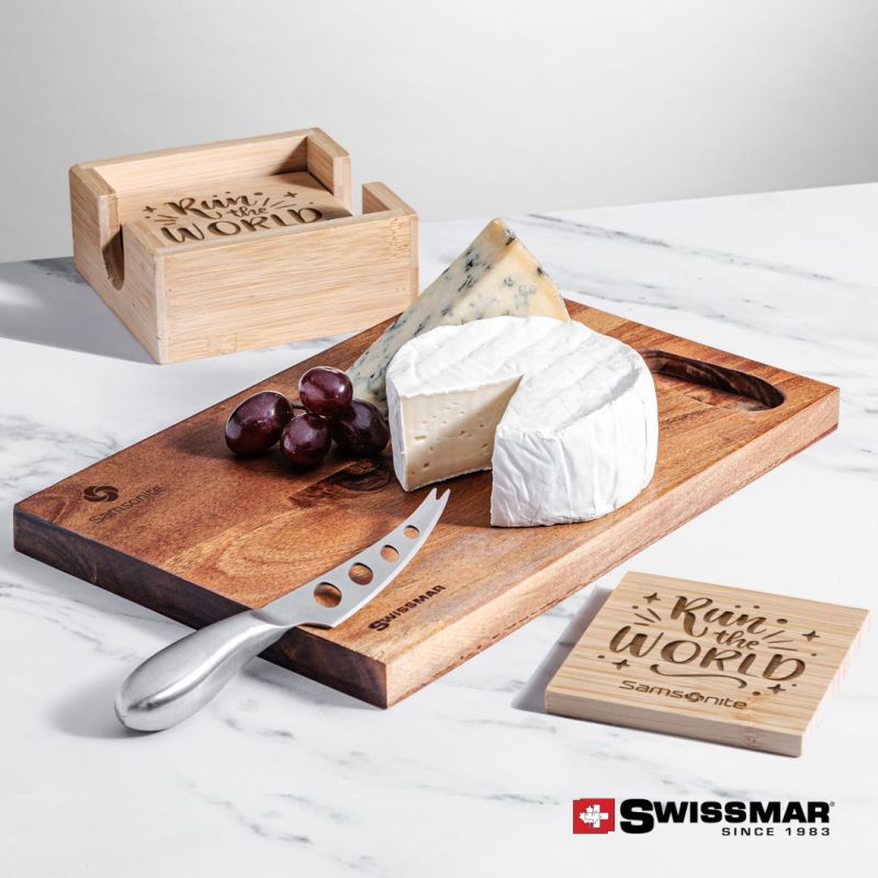Swissmar® Acacia Board & Bamboo Coasters 1 Swissmar® Acacia Board & Bamboo Coasters 1