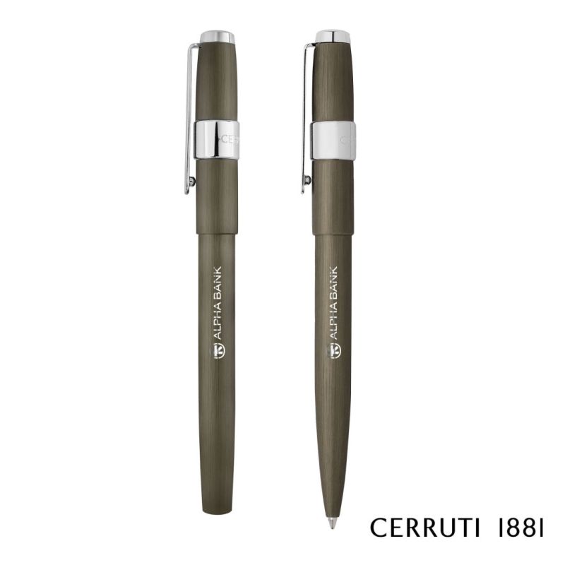 Cerruti 1881® Block Brushed Ballpoint Pen & Fountain Pen Set 1 Cerruti 1881® Block Brushed Ballpoint Pen & Fountain Pen Set 1