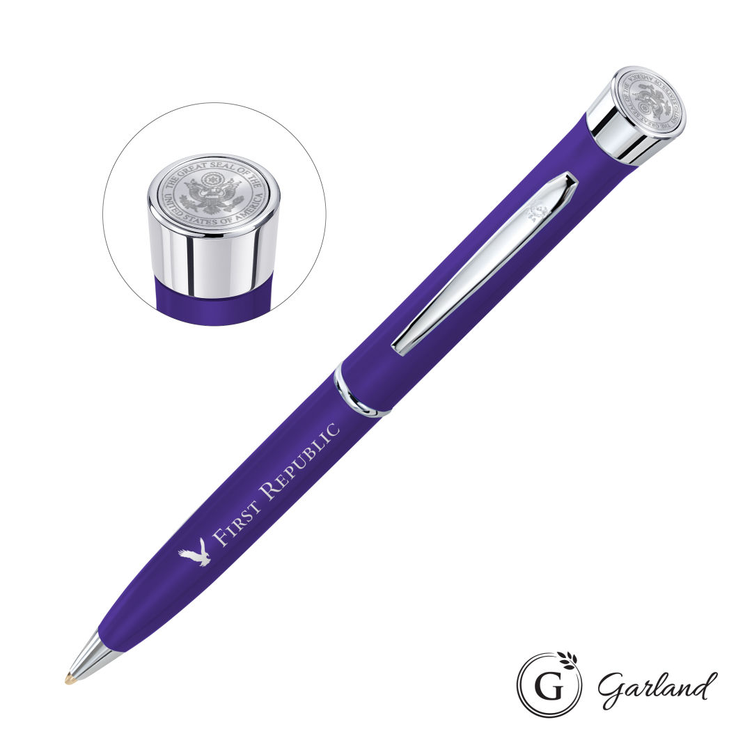 Garland® Color Matte Custom Emblem Twist Pen - Chrome 1