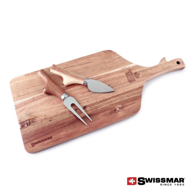 Swissmar® Acacia Paddle Cutting Board & Knife Set 1 Swissmar® Acacia Paddle Cutting Board & Knife Set 1