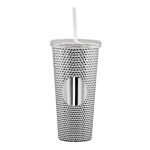 Crenshaw Textured Tumbler w/ Straw - 21oz - Silver / Silver (Blank) Crenshaw Textured Tumbler w/ Straw - 21oz - Silver / Silver (Blank)