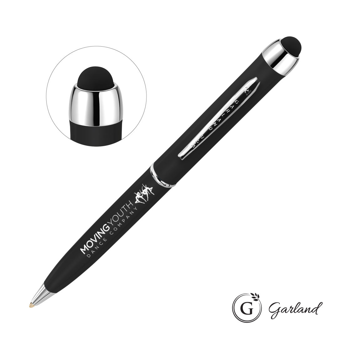 Garland® Stylus Matte Ballpoint Twist Pen - Chrome Accent 1