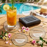 Midland Coasters - Set of 4 on Black Base - Group (Glamour) Midland Coasters - Set of 4 on Black Base - Group (Glamour)