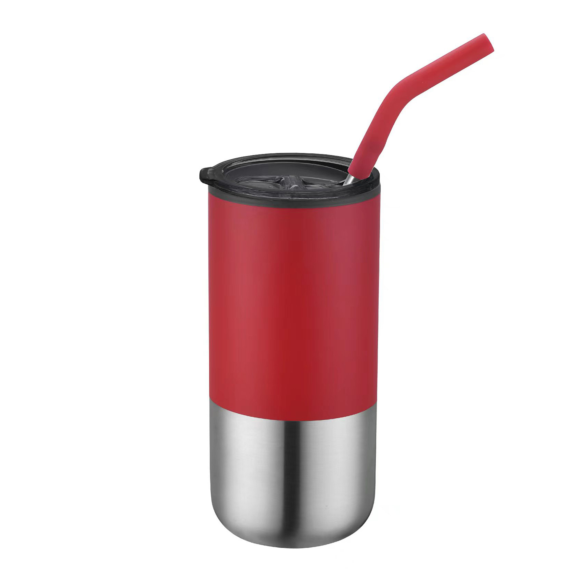 16 Oz. Double Wall Tumbler w/Silicone Sip Steel Straw 1