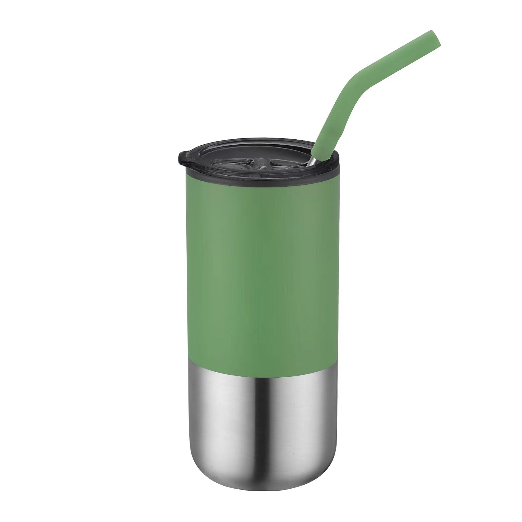 16 Oz. Double Wall Tumbler w/Silicone Sip Steel Straw 1