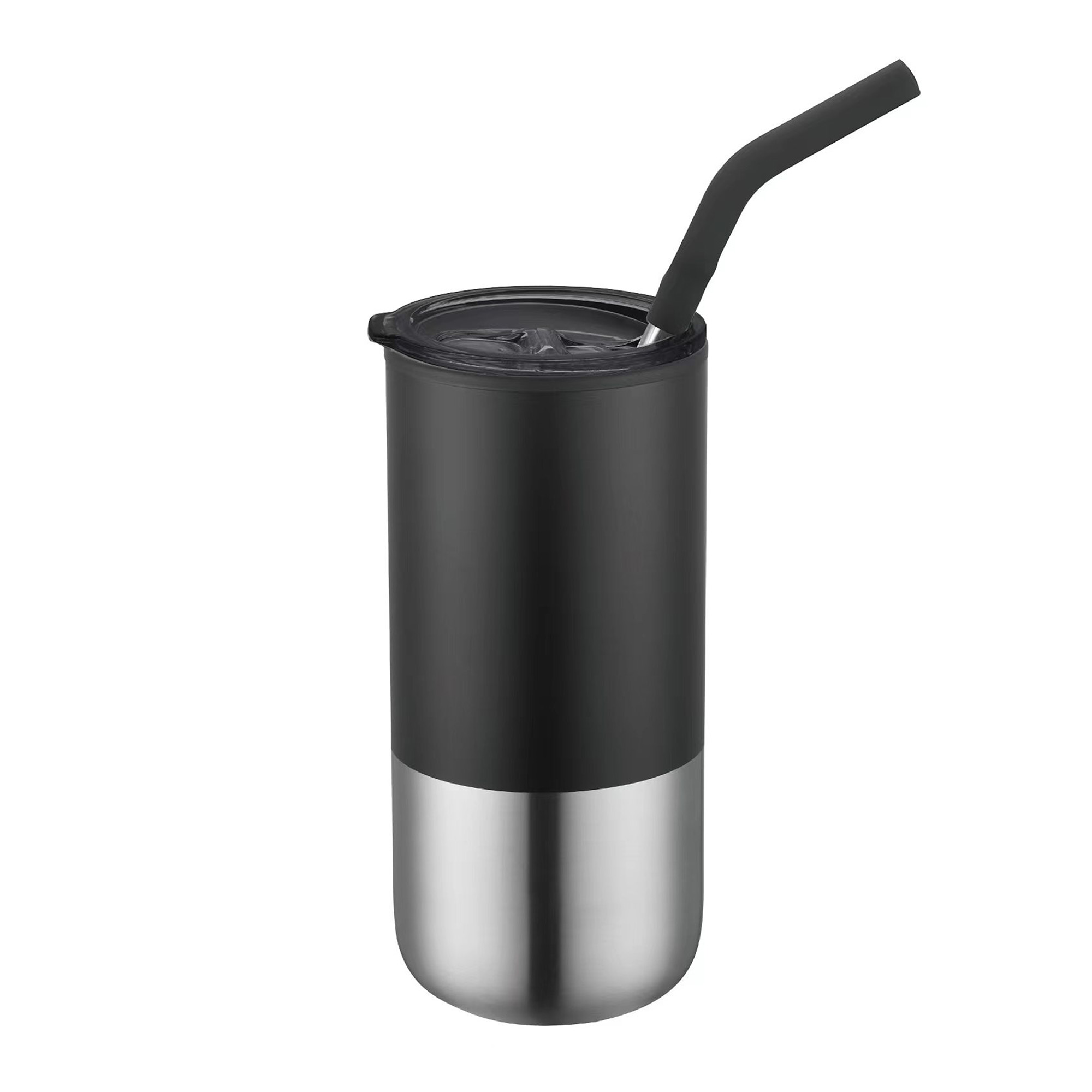 16 Oz. Double Wall Tumbler w/Silicone Sip Steel Straw 1