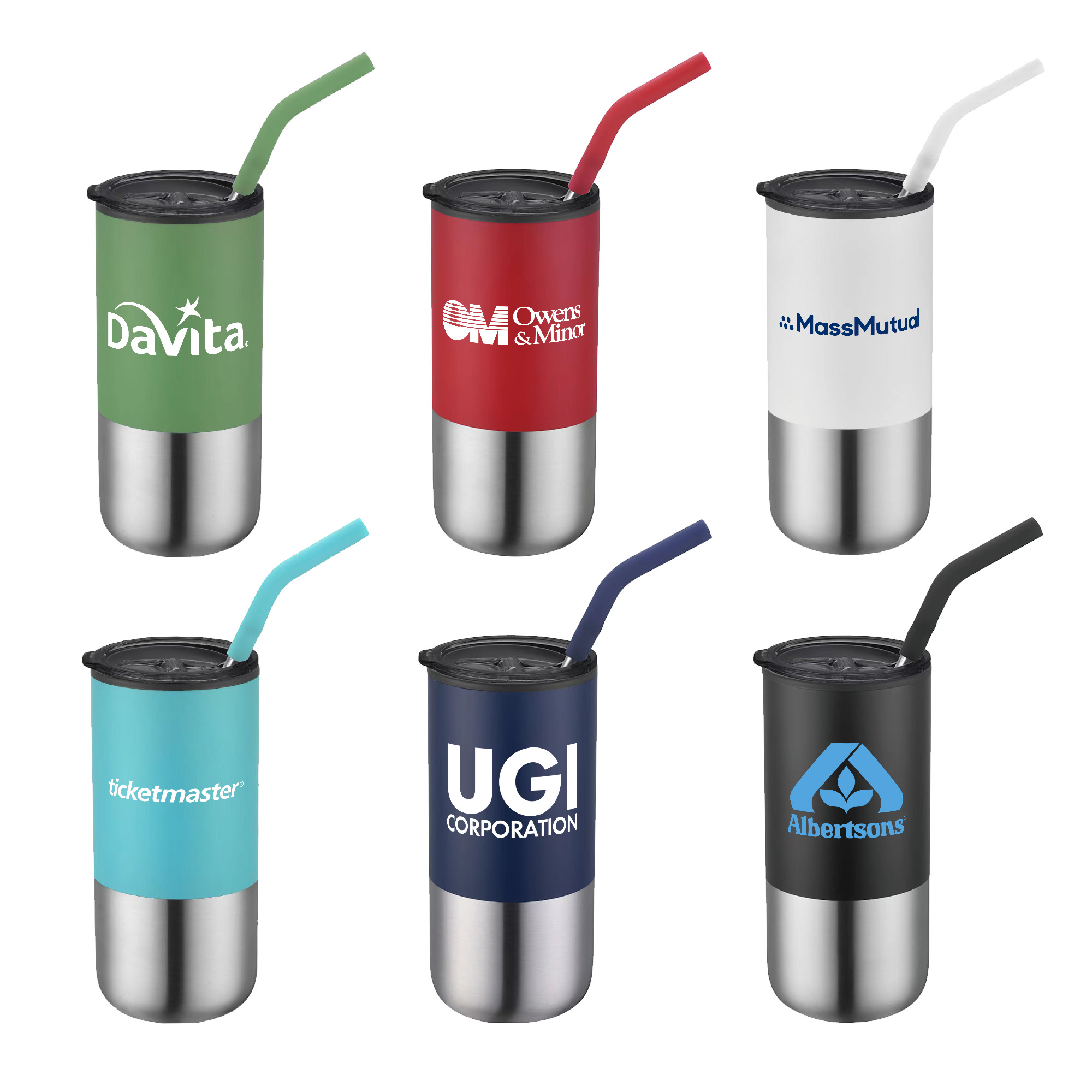 16 Oz. Double Wall Tumbler w/Silicone Sip Steel Straw 1